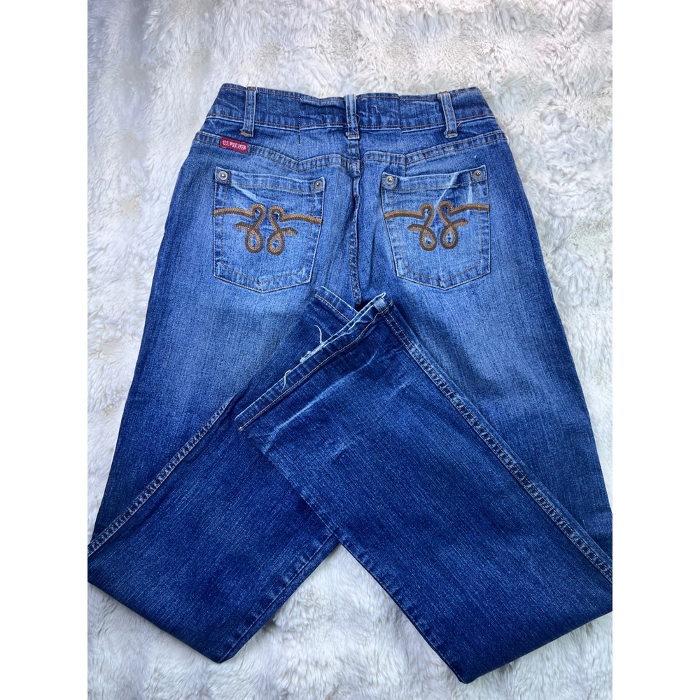 US Polo Assn Womens Medium Wash Bootcut Denim Jeans Size 28 Inseam 32.5. A39